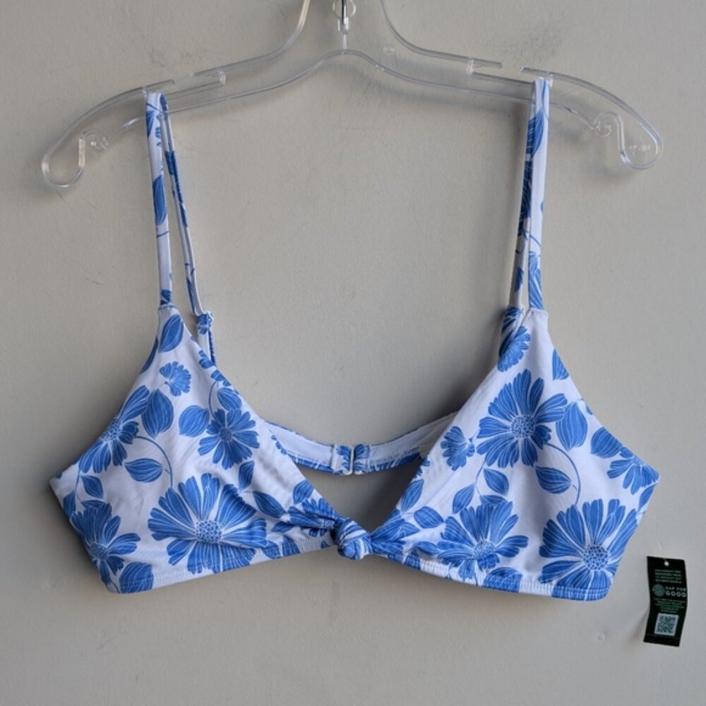 NWT GAP Floral Blue & White Knot Front Bikini Top